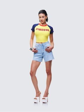 Finesse Yolande Blue Denim Cutoff Shorts L CR6-11